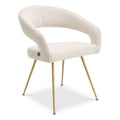 Modern Dining Chair – Cream Boucle, Brushed Brass Tapered Legs